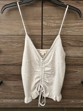 Hem & Thread Cream Speckled Ruched Drawstring Cami Tank